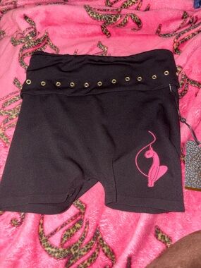 Black Baby Phat High-Waist Women’s Shorts with Pink Accent